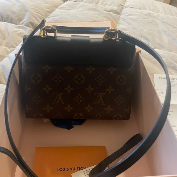 Louis Vuitton Black & Brown Monogram Lock-Front Satchel - Picture 2 of 6